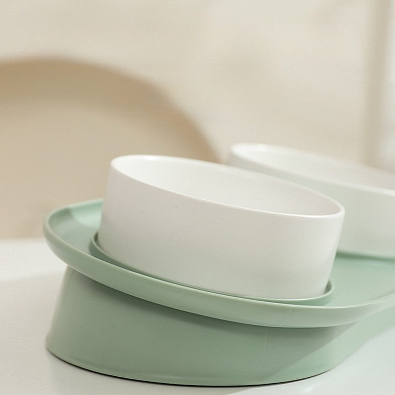 Sloped Double Pet Ceramic Bowl Set