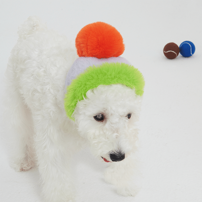 Winter Faux Fur Dog Hat Multicolor