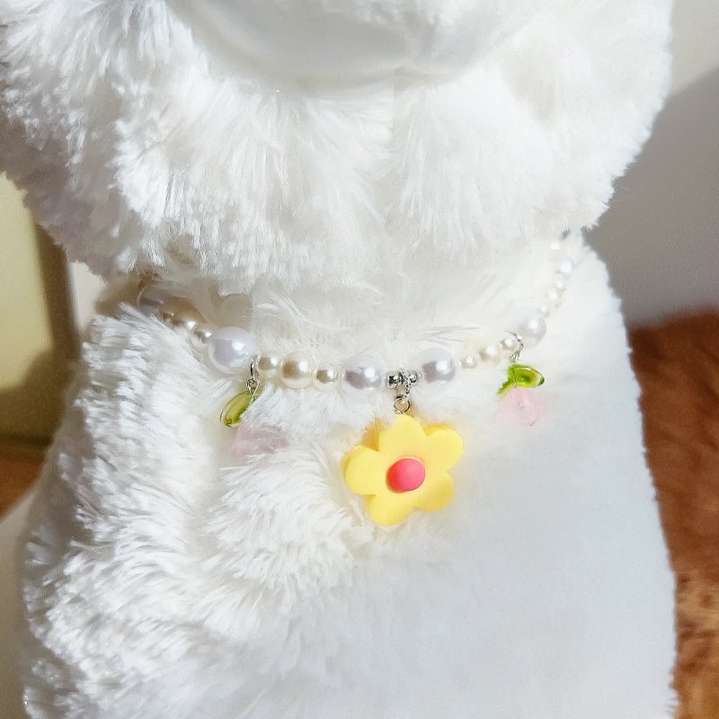 Elegant Pearl Flower Dog Cat Necklace