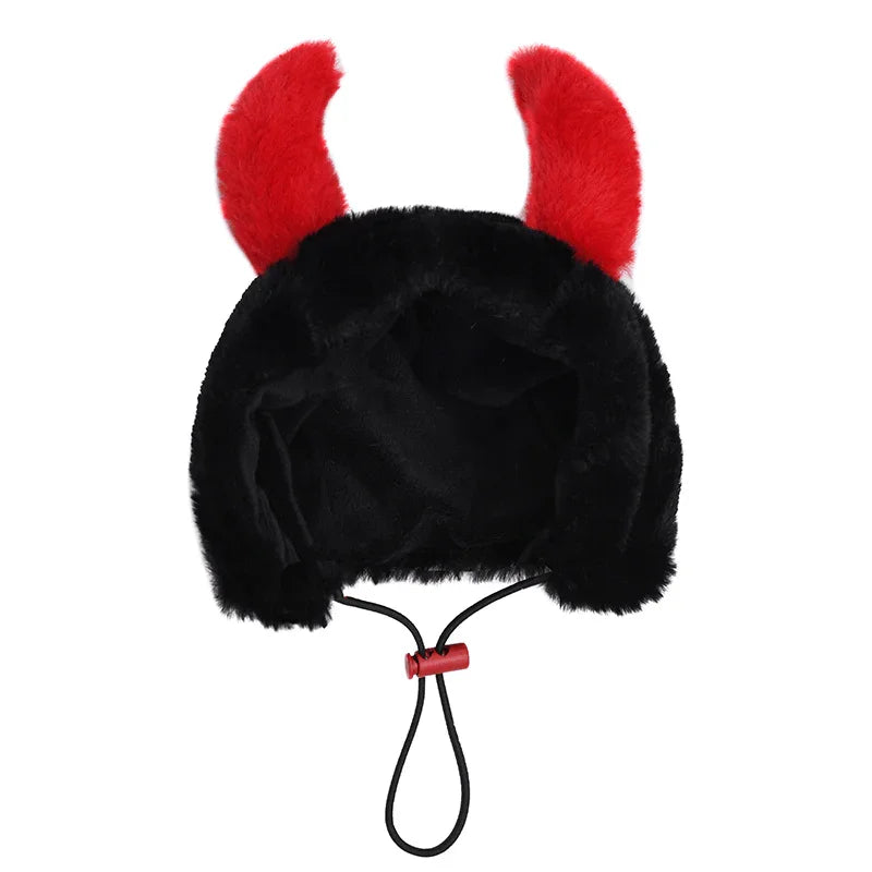 Halloween Devil Fluffy Greyhound Winter Hat