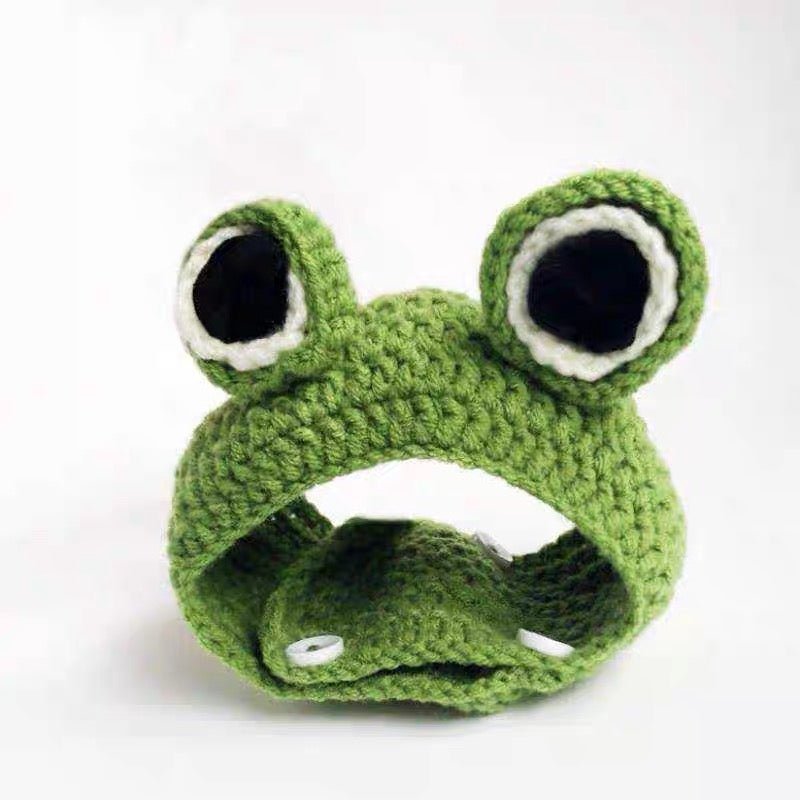 Hand Knitted Frog Pet Hat