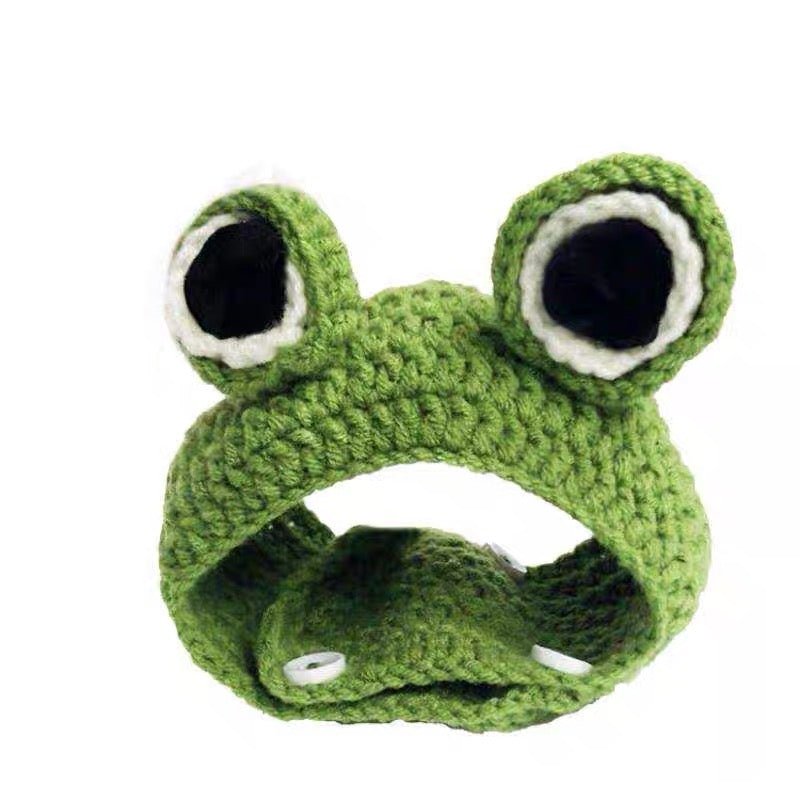Hand Knitted Frog Pet Hat