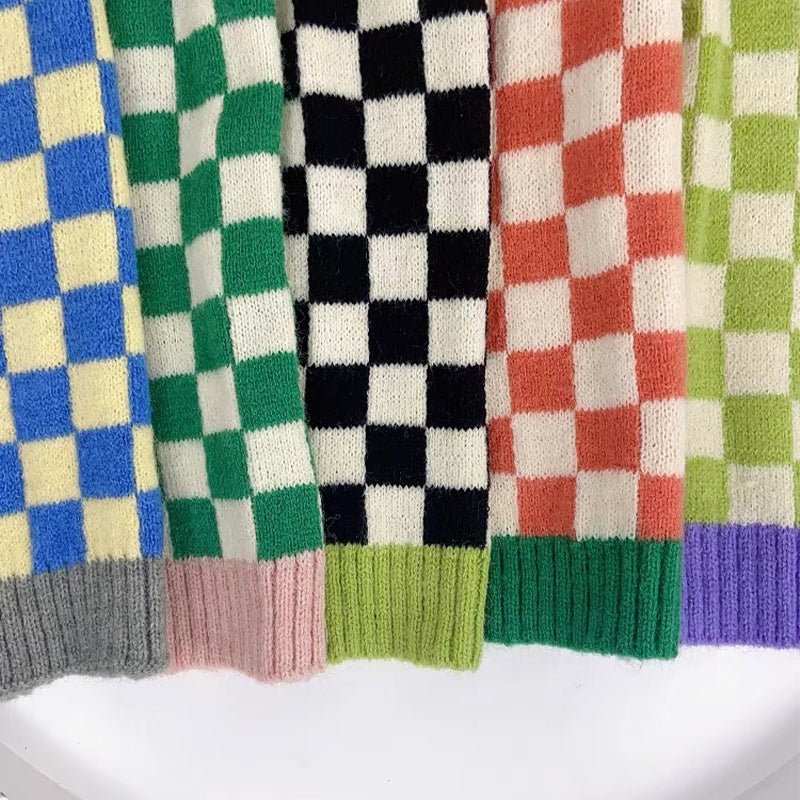 Warm Knitted Plaid Dog Scarf