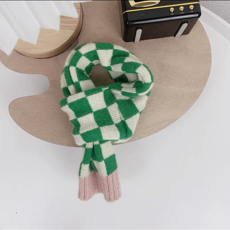 Warm Knitted Plaid Dog Scarf