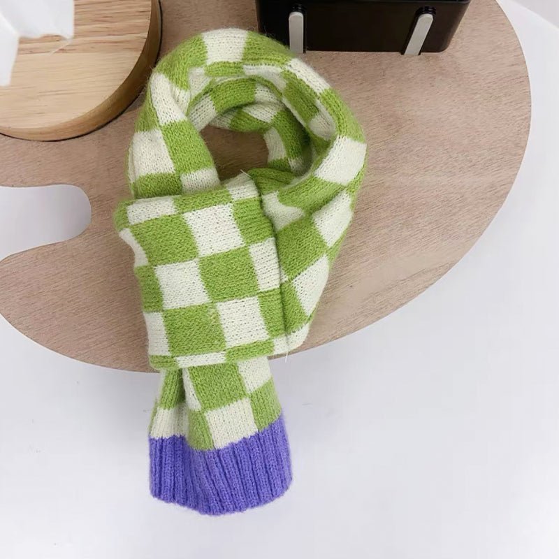 Warm Knitted Plaid Dog Scarf