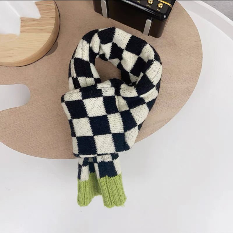 Warm Knitted Plaid Dog Scarf