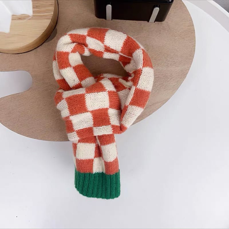 Warm Knitted Plaid Dog Scarf
