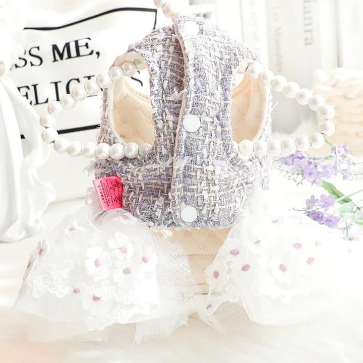 Fashionable Tweed Lace Teddy Poodle Dress