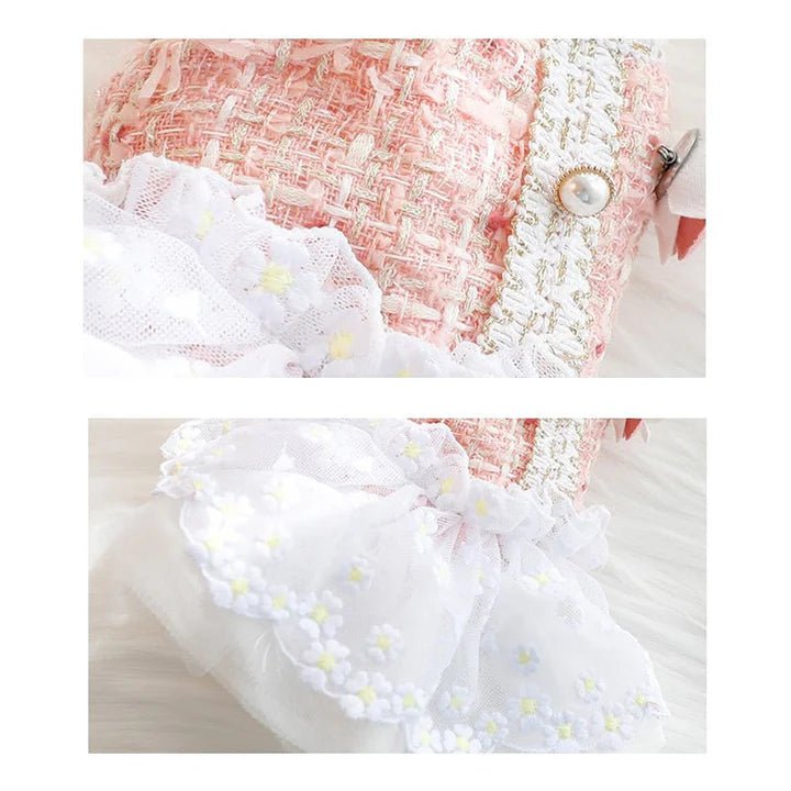 Fashionable Tweed Lace Teddy Poodle Dress