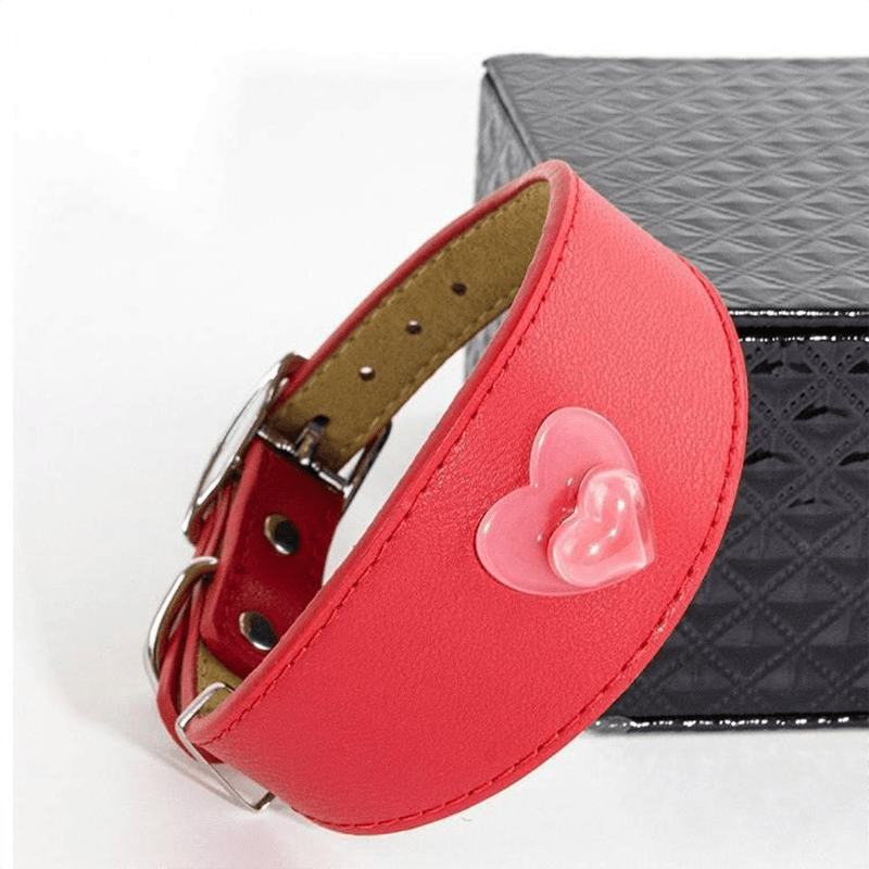 Love Heart Leather Dog Collar