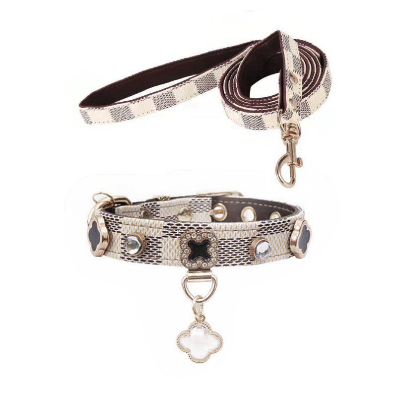 PU Leather Small Dog Collar Leash Set