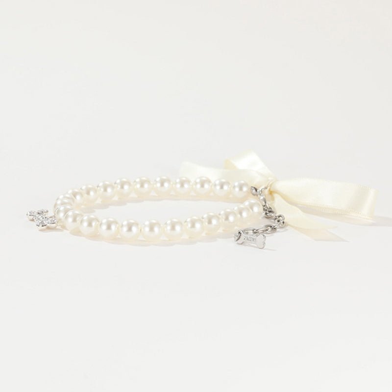 Elegant Pearl Diamond Dog Necklace