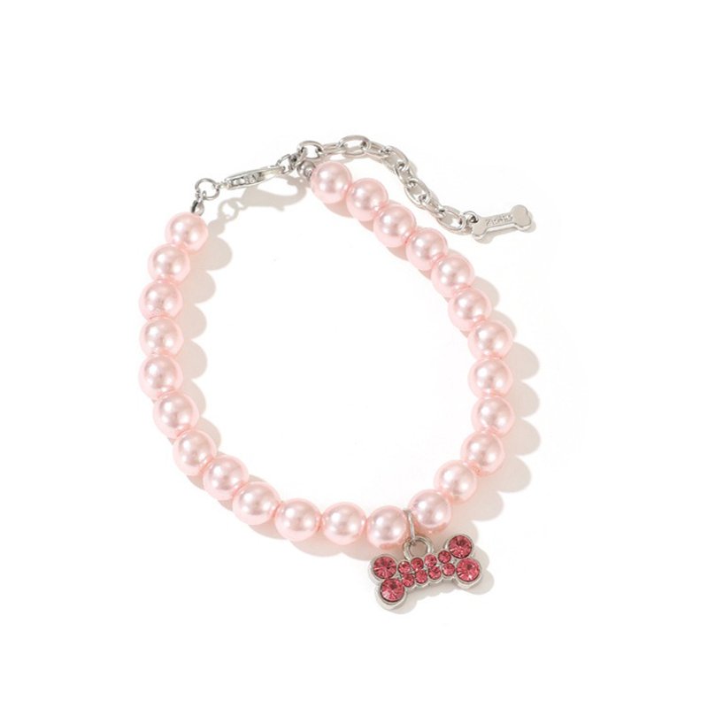 Elegant Pearl Diamond Dog Necklace