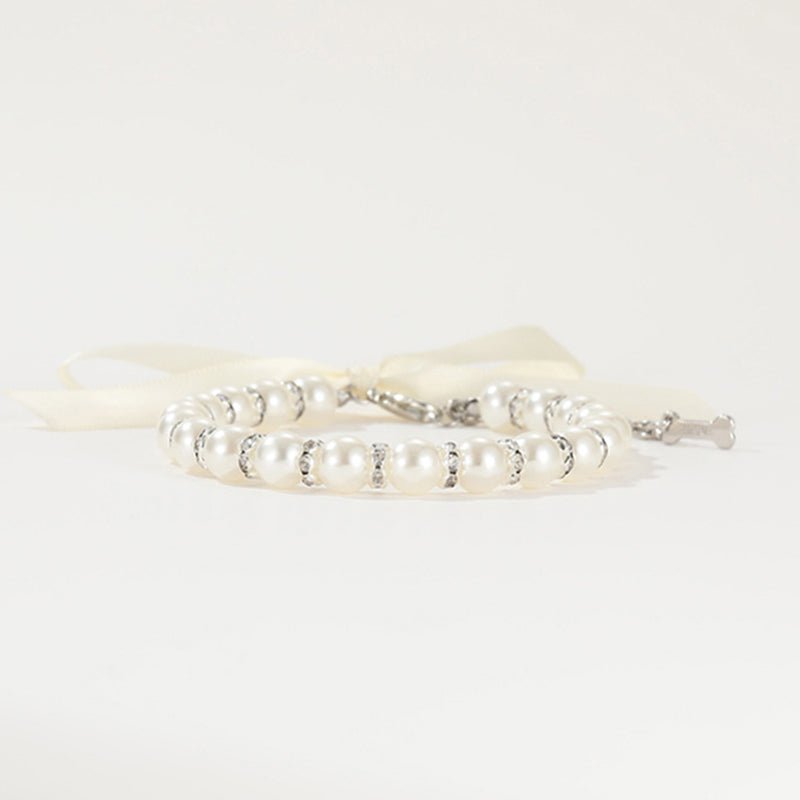 Elegant Pearl Diamond Dog Necklace