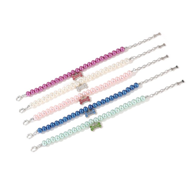 Elegant Pearl Diamond Dog Necklace