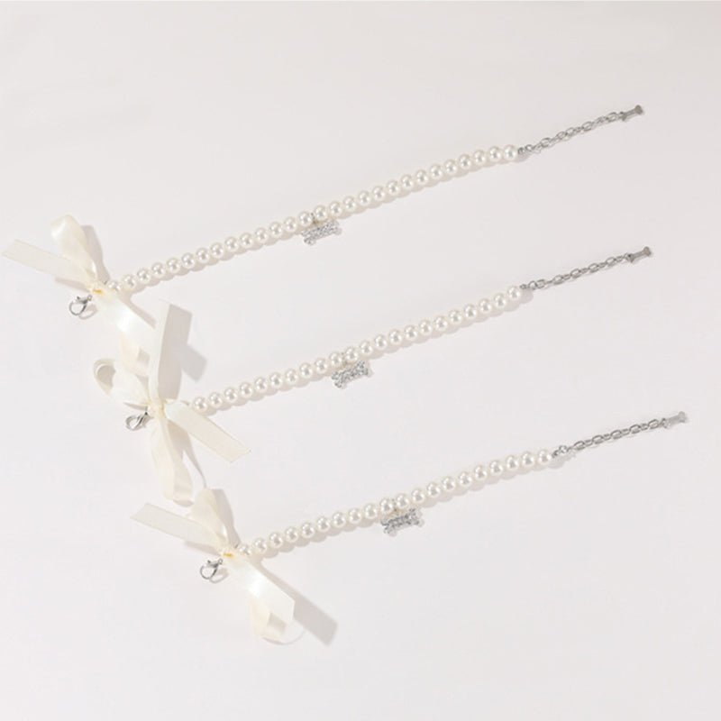 Elegant Pearl Diamond Dog Necklace