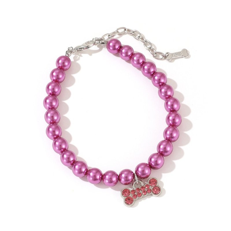 Elegant Pearl Diamond Dog Necklace