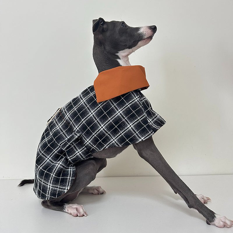 Warm Plaid Wind Coat Italian Greyhound Cloak