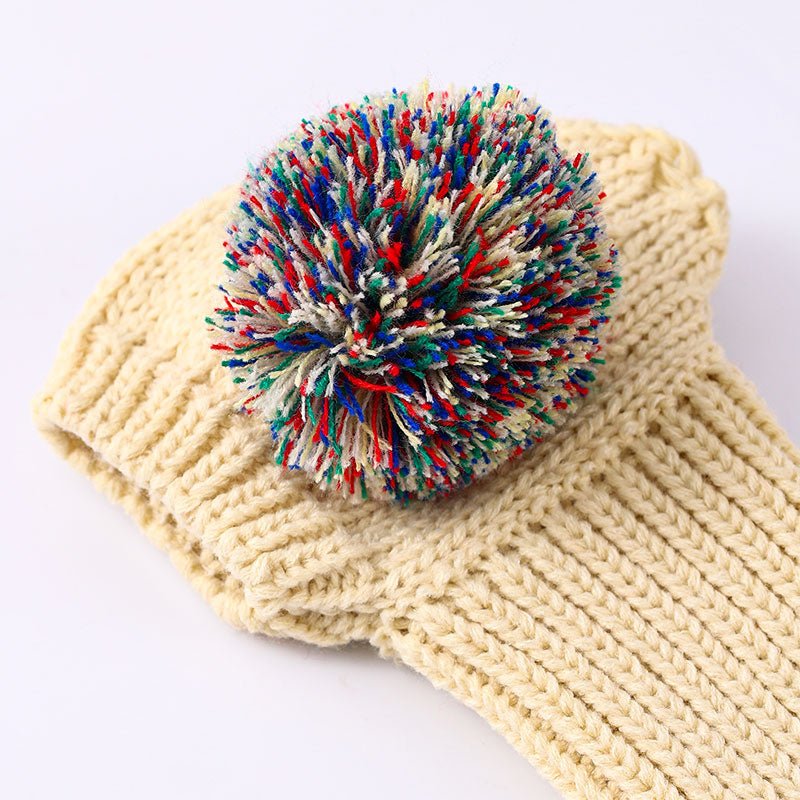 Cozy Knitted Dog Pom Beanie Hat