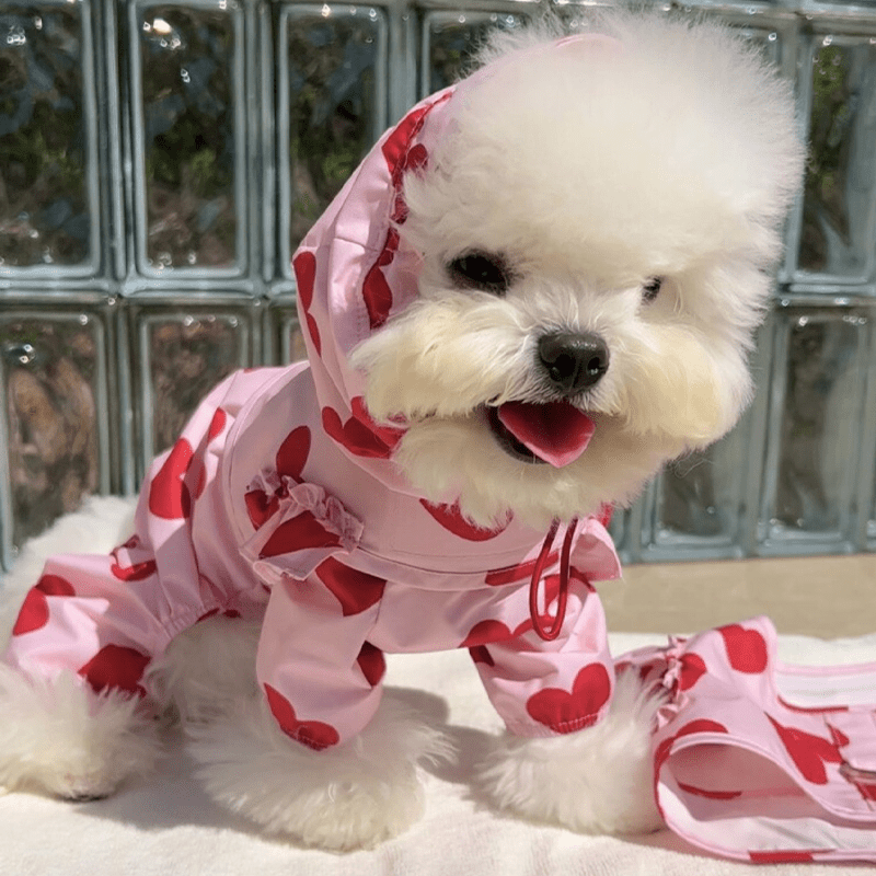 Waterproof Dog Raincoat Heart Cloud Design